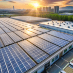 Fábrica solar equipada con paneles solares para autoconsumo energético industrial
